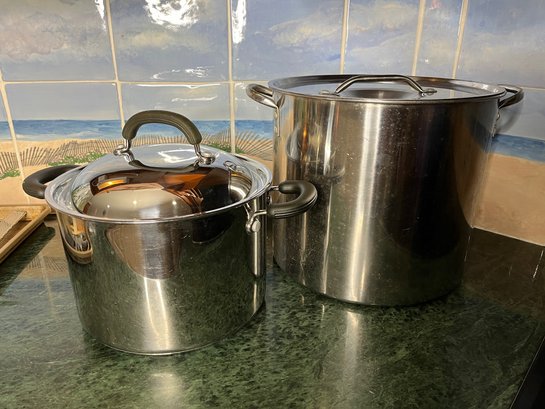 Two Large Pots With Lids