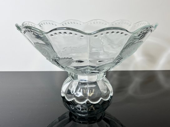 Imperlux Czechoslovakia Hand Cut Crystal Centerpiece Bowl Frosted Embossed Rose