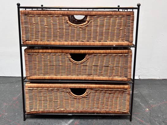 Wicker And Metal Drawers