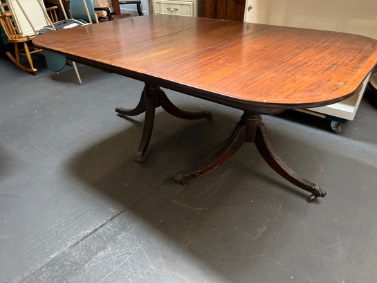 Dining Room Table With Claw Caster Feet  - Two 15 Leaves FULLY EXTENDED 84