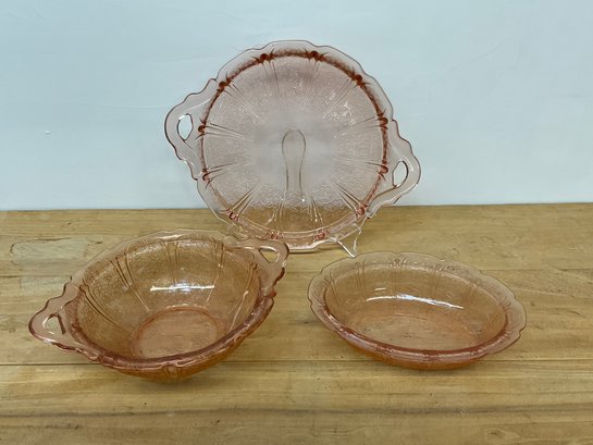 Pink Cherry Blossom Depression Glass  From Pantry Needs Cleaning