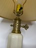 Two Lamps - One Brushed Brass Lamp, One Ceramic Base Brass Lamp