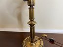 Brass Lamp With Delicate Etched Glass Hurricane Top