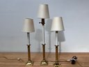 Trio Of Brass Candlestick Lamps