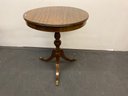 True Grand Rapids Certified Round Wooden Table With Pedestal Base And Brass Claw Feet