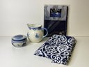 Nautical Pitcher And Box With Navy Tableclothes