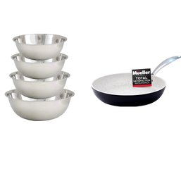 Set Of 4 Metal Mixing Bowls & Mueller 8-inch Non-stick Frying Pan