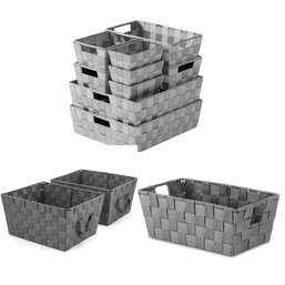 Grey Closet Organization Woven Storage Baskets