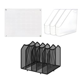 Acrylic Weekly/daily Planner, 2 Pc Mesh Desktop File Organizer, 3 Pack Plastic Folder Bin Storage