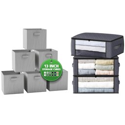 Foldable Fabric Storage Organizer Bags & Neaterize Fabric Foldable Storage Cubes 13W X 13D X 13H (33 CM)