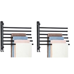 Two 6 Arm Matte Black Towel Racks