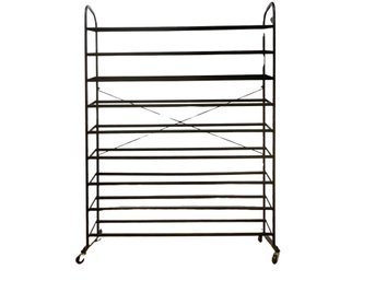 Tall Large Rolling Black Shoe Rack - 59' H X 43.5 W X 9.5 D