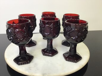 Avon Ruby Red  Glass Stemmed Cordial Glasses