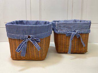 Two Baskets Lines With Blue And White Gingham
