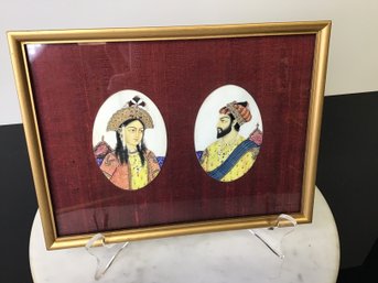 Pair Of Oval Painted? Royalty On Bone Or Celluloid