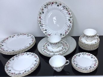 Royal Doulton Canterbury Flower Design Tea Cup, Saucer, And Plate Set