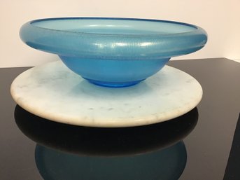 Blue  Stretch Iridescent Glass Bowl