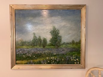 Jillian Dyson Irises In A Field Oil Painting