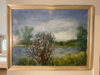 Jillian Dyson Spring Time By A Lake Oil Painting