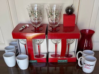 Holiday Cups & Pfalzgraff Winterberry Water Goblets & Wine Glasses & More