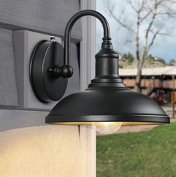 DENGNBJ Outdoor Barn Gooseneck Light Fixture -Dusk To Dawn Farmhouse Porch Light, Classic Black Light Is Bette