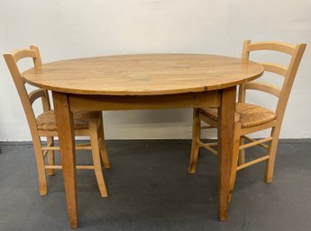 Antique Rustic Round Country Table With Two Chairs - 50' X 30'