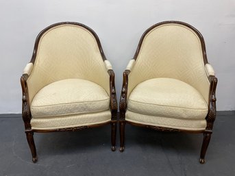 Formal Carved Arm Chairs W. Swan Handles