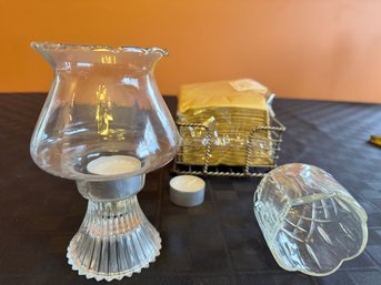 Votive Candle Holder With 2 Tops And Napkin Holder