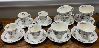 WEDGWOOD Williamsburg Potpourri - 4 Demitasse Cups & Saucers, 6 Regular Cups & 4 Saucers