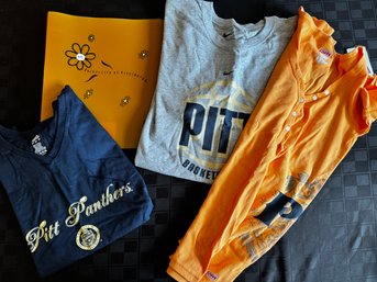 Univ Of Pittsburgh Grouping - 2 Women Ts (S), 1 Mens BB T (XL) & Orange Floppy Binder