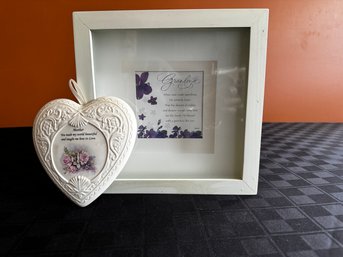 Grandma Frame & Mother Porcelain Heart (can Hold Scent Beads - Not Included)