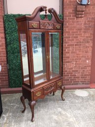 Impressive Large Ornate Mahogany Curio Cabinet With Beveled Glass & Mirrored