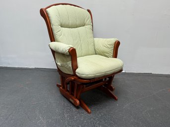 Solid Dutailier Glider Rocker Recliner With Green Gingham Cushion
