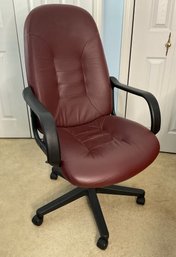 Desk Chair 5 Wheels Maroon Vegan Leather