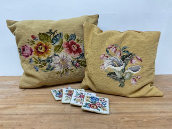 Needlepoint Pillows And Coasters