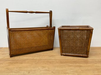 Rattan Magazine Rack And Wasre Paper Basket