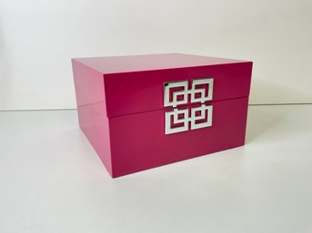 Magenta Asian Themed Lacquer Box 9.5x 9.5 3 Of 3