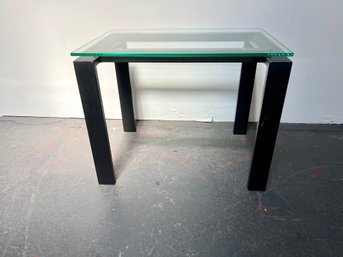 Heavy Metal And Glass Top Table 1of2  30x20x24