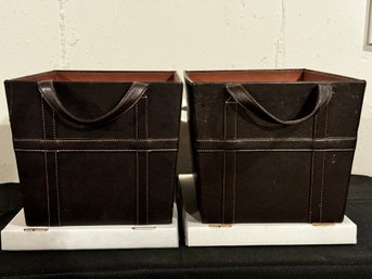 Vegan Leather Decorative Storage Bins