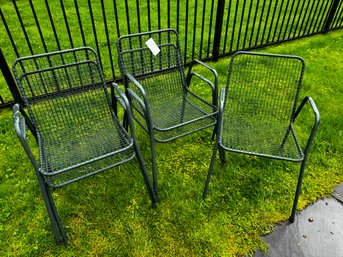 Set Of 5 Green Wire Chairs