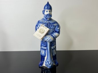 Flow Blue Color Warrior Decanter 13'. Tags And Label Still Attached