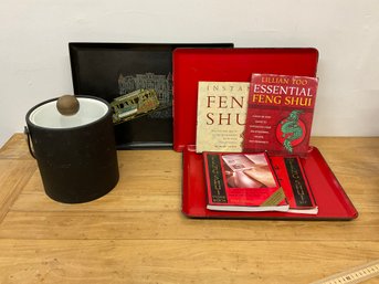 Fen Shui Books, Trays And Ice Bucket