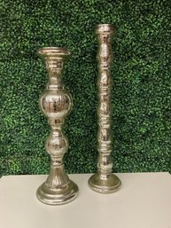 Tall Mercury Glass Candlesticks