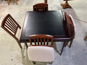Classic Card Table With Four Folding  Chairs With Upholstered Seat