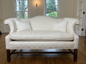 White Damask Chippendale Loveseat