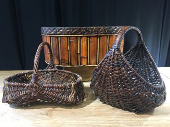 Brown And Rattan Baskets