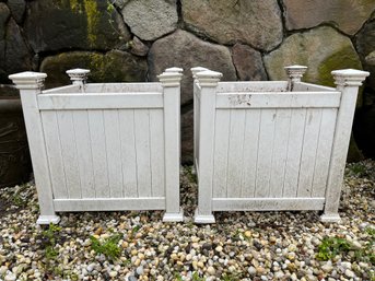 Pair Of White Square Planters