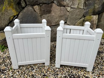 Two White Square Planters