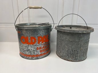 2 Piece Vintage Old Pal Floating Minnow Bucket