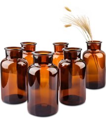 Set Of 6 Amber Bud Vases 500ML